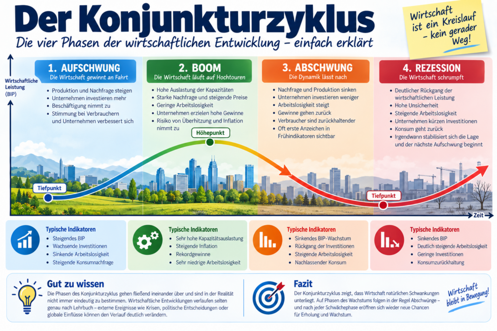Der Konjunkturzyklus Vier Phasen der Wirtschaft