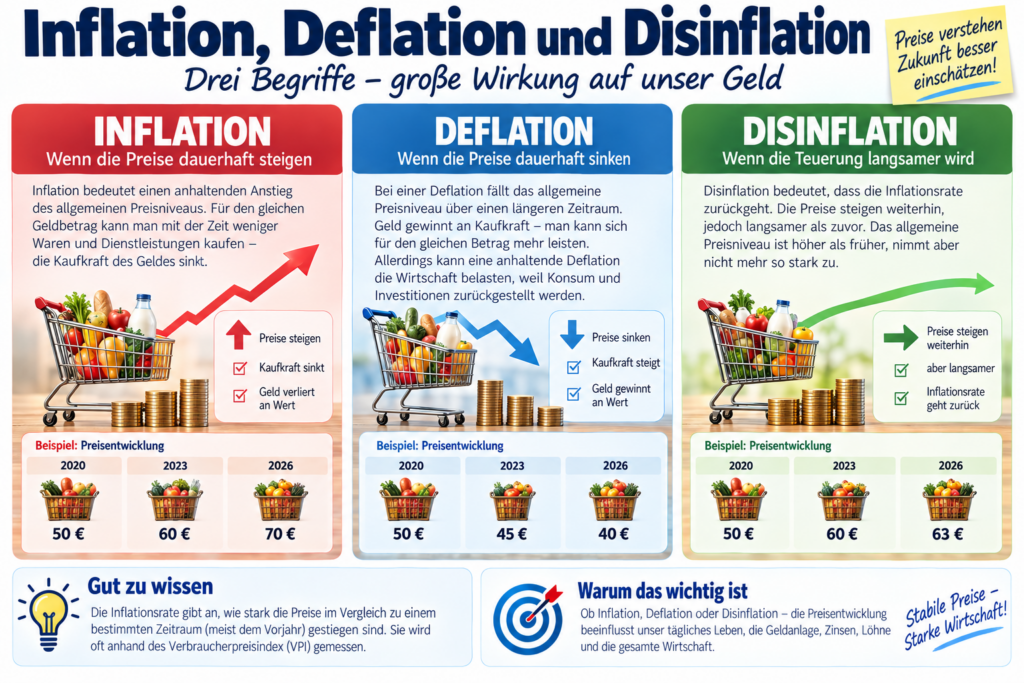 Inflation Deflation und Disinflation erklaert